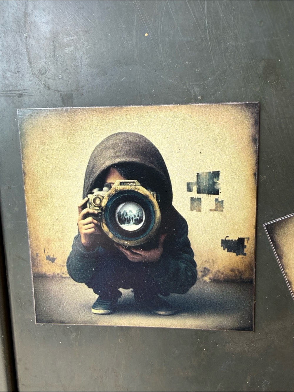 3”x3” Vintage-Style Photographer Magnet Art Print in Black and Cream